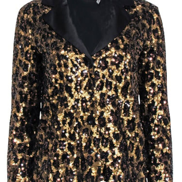 Alice & Olivia - Black & Brown Leopard Sequin "Keir" Blazer Sz XS