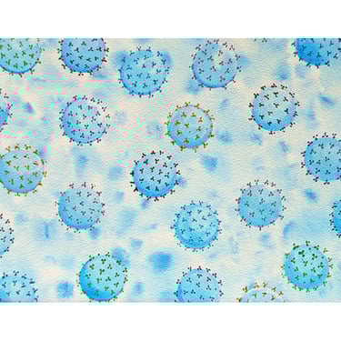 Rainbow Variants - Original watercolor painting of Coronavirus - COVID art - microbiology art 