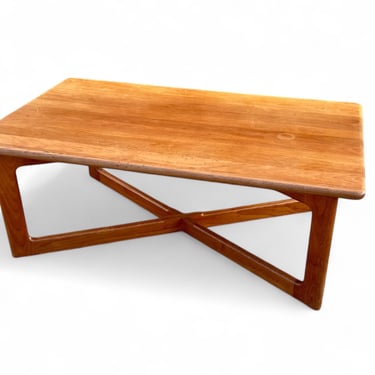 Vintage 1960s Mid Century Modern Teak Coffee Table with X Base 