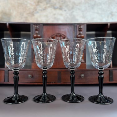 Luminarc Verrerie D'arque Crystal Wine Glasses Collection Dark Black Stemware Set of 4 