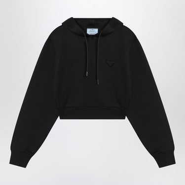 Prada Black Hoodie With Triangle Logo Women