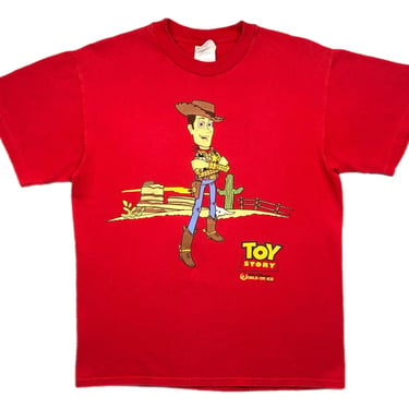 Vintage 90s Toy Story World On Ice “Woody” Double Sided Movie Style Promo Graphic T-Shirt Size Medium/Large 