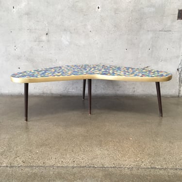 Mid Century Modern Boomerang Shaped Mosaic Tile Topped Coffee Table