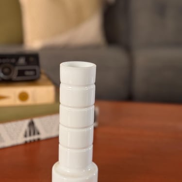 Vintage Modern Ring Cylinder Milk Glass Bud Vase 