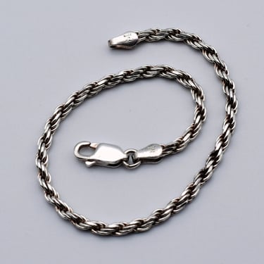 Minimalist 80's sterling complex rope bracelet, 925 silver Made in Italy stackable twist chain 