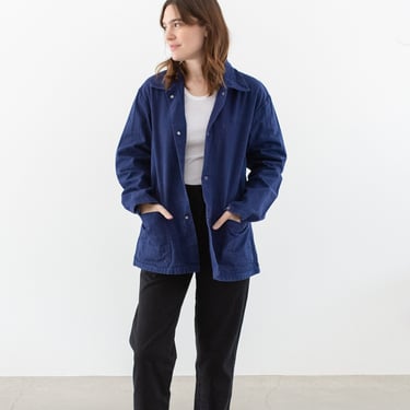 Vintage Navy Blue Work Jacket | Unisex Cotton Snap Utility Workwear | M | IT437 