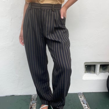 vintage ELLEN TRACY essential wool high waisted double pleat tailored striped trousers 