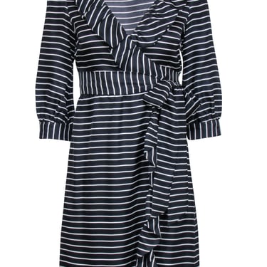Kate Spade - Black & White Striped "Daniella" Wrap Dress Sz 00