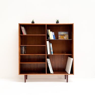 Vintage Danish Rosewood Bookcase by Hundevad, Mid-Century Modern Open Shelving Unit 