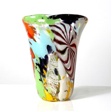 Vintage Dino Martens Oriente Glass Vase for Aureliano Toso Murano Italy 1970s 1980s 