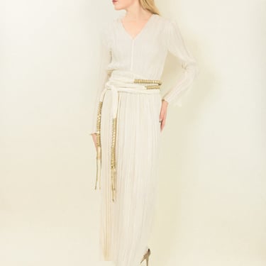 Mary McFadden Pleated Gown With Belt 