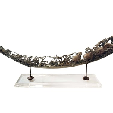 Bronze Sculpture of a Mammoth Tusk with African Animals by Ron Herron
