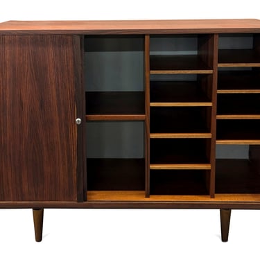 Rosewood tambour door Vinyl storage media cabinet - 082417