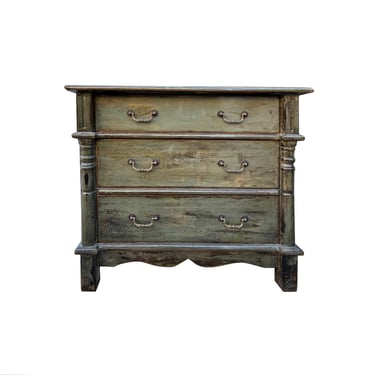 Distressed Gray Brownish Marks 3 Drawers Credenza Storage Cabinet ws4370E 