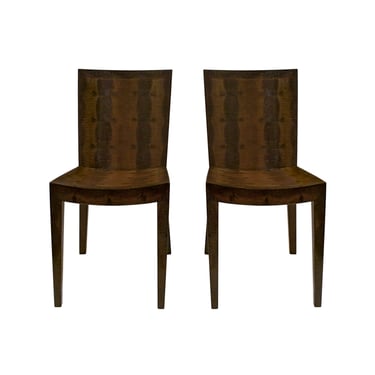 Karl Springer Pair of "J.M.F. Chairs" in Embossed Lizard Leather 1983 (Signed &amp; Dated)