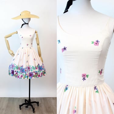 1950s HAWAII floral cotton sun dress xs | new spring summer 