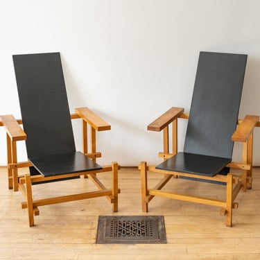 Pair of Gerrit Rietveld Style Lounge Chairs