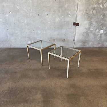 Pair of Post Modern Glass & steel Side Tables