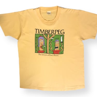 Vintage 1993 Big Hed “Timberpeg” Pop Art Double Sided Graphic T-Shirt Size Large 