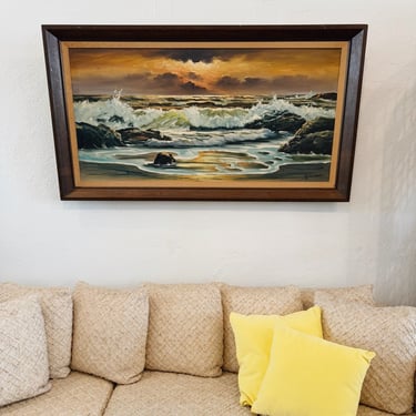 XL Framed Ocean Original Painting by B. Loemen