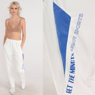 Vintage Adidas Track Pants Stone Blue Nylon Sweatpants White 3 Stripes  Baggy Fit Has Ankle Zippers Lined White Tag 90s 