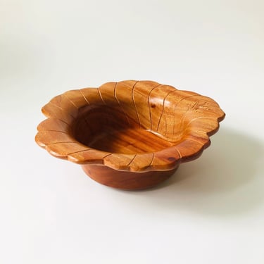 Vintage Wood Flower Bowl 