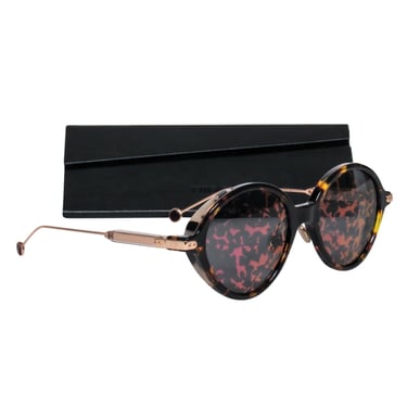 Christian Dior - Gold &amp; Two-Tone Tortoiseshell Sunglasses w/ Pink Mirrored Lenses