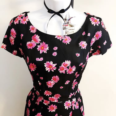 60s silk sheath floral dress, vintage valentine lbd cocktail dress 