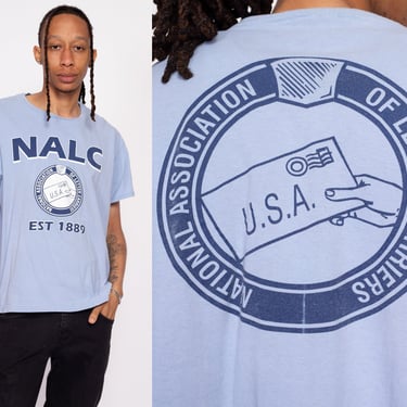 80s National Association of Letter Carriers Union T Shirt - Men's XL | Vintage Blue USPS Postal Workers Graphic Tee 