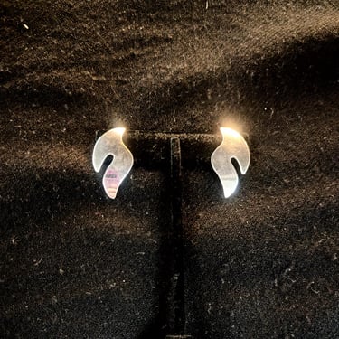 Vtg Sterling Silver Modernist Post Earrings 