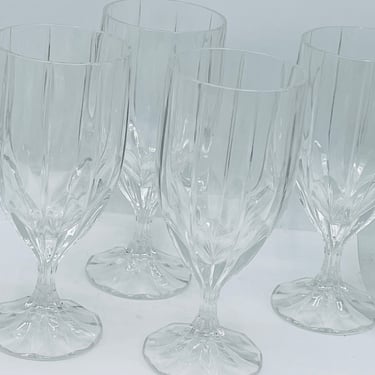 MIKASA BERKELEY Crystal Vertical Cut Water/Ice Tea Goblets- Set of Four- Great Condition 
