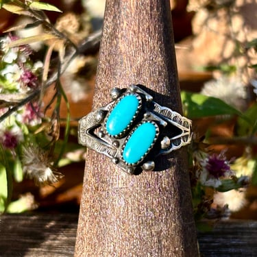 Native American Turquoise Ring JP Sterling Pacific Jewelry Fred Harvey Arrow Motif Vintage Gift 