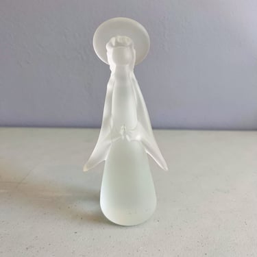 Vintage Saks Fifth Avenue Frosted Glass Lead Crystal Praying Angel Christmas 