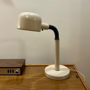 Tan Gooseneck Desk Lamp, Mid Century Lamp, Vintage Task Light, Industrial Decor Desk Lamp, 1970's - Free Shipping 