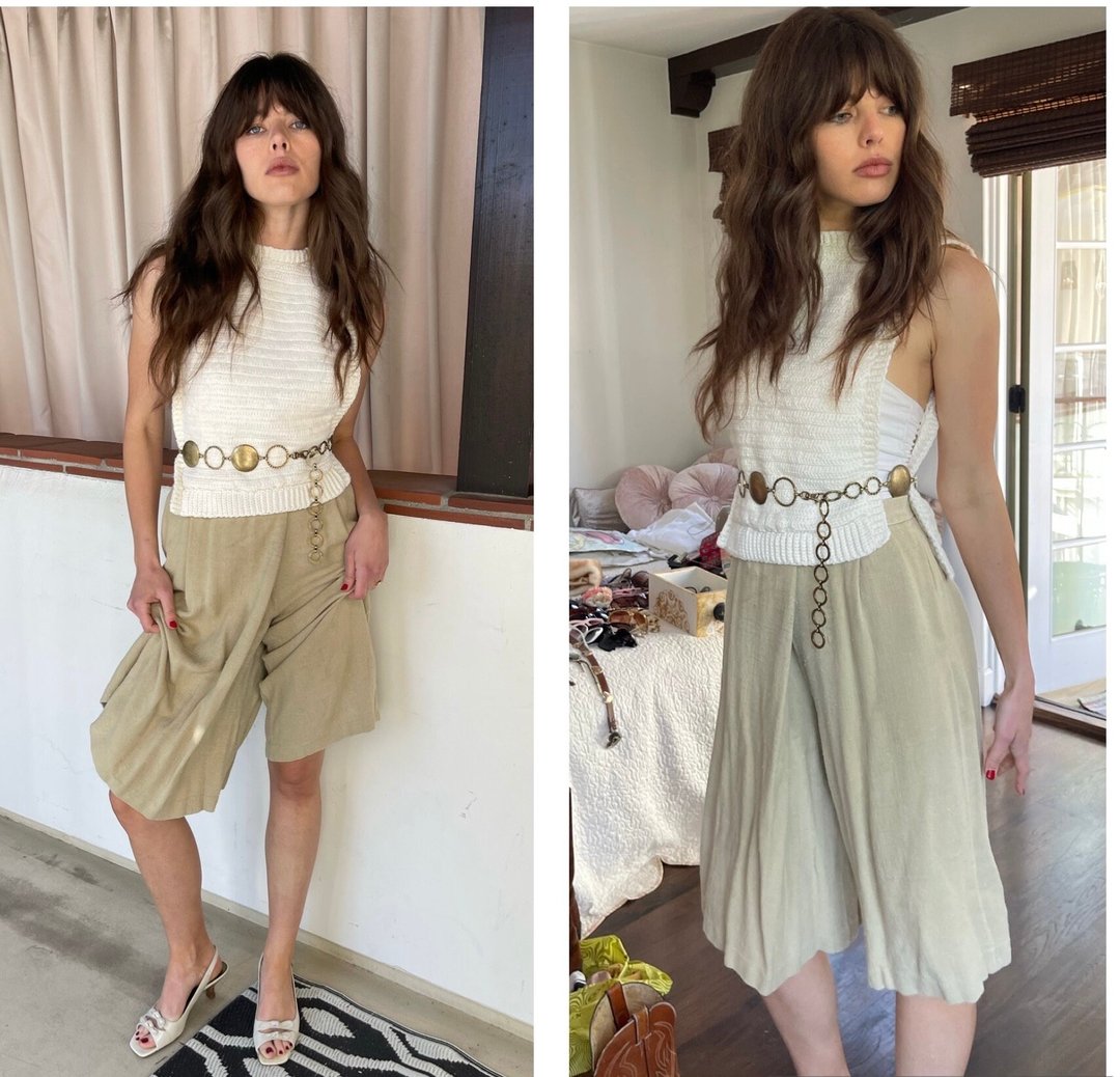 70s Gauzy Soft Gaucho Palazzo Pants Clam Diggers easy breezy