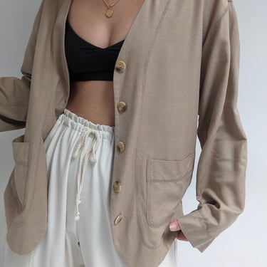 Vintage Lightweight Latte Raw Silk Jacket