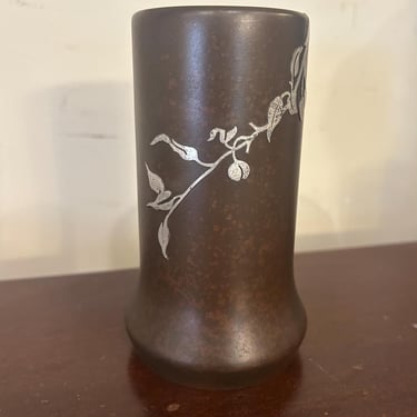 Heintz art metal sterling on bronze vase 