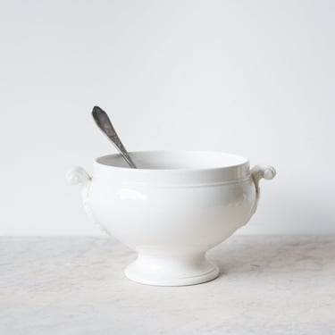 Vintage Porcelain Tureen with Silver Ladle