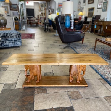 Vintage Hand Carved African Elephant Coffee Table