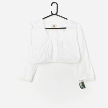Vintage white Bavarian dirndl top with lace trim - Large / XL 