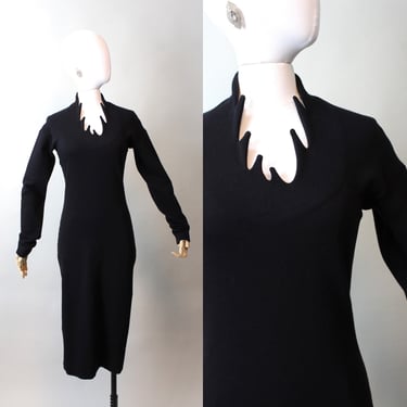 1980s 1987 GIGLI SAWTOOTH neckline body con dress xs small | new fall 