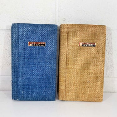 Vintage Photo Albums Straw Cover Blue Tan Vacation Scrapbook Memories Book 1970s Photography Gift Textured MCM 