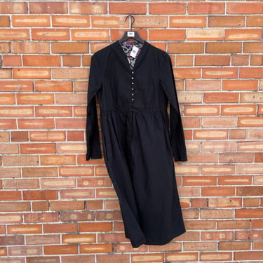black cotton nordic midi dress / m medium 