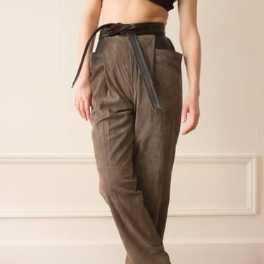 1980s Gianfranco Ferre Suede and Leather Trousers 