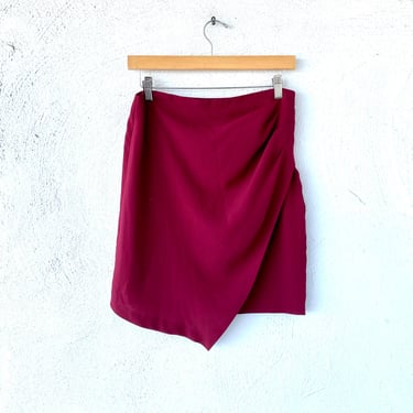 Vintage 90s Giorgio Armani Draped Red Mini Wrap Skirt 