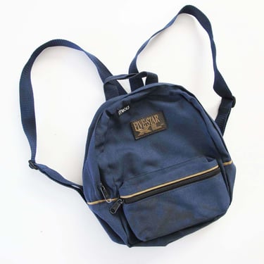 Vintage 90s Navy Blue Mini Backpack - 1990s Nylon Tiny Backpack Purse 