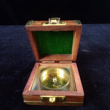 Compass in Domed Box, Brass Accents