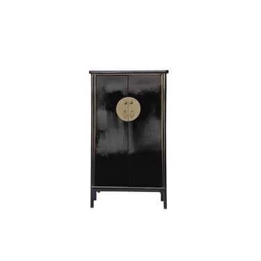 Distressed Black Moon Face Doors Slope Side Shape Storage Cabinet ws4745E 