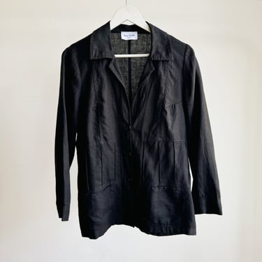 Black Linen Tailored Chore Jacket