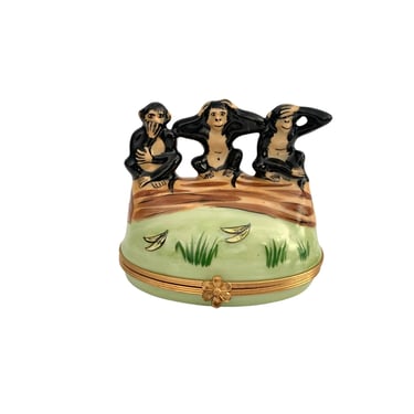Limoges Box With 3 Wise Monkeys by Artoria 